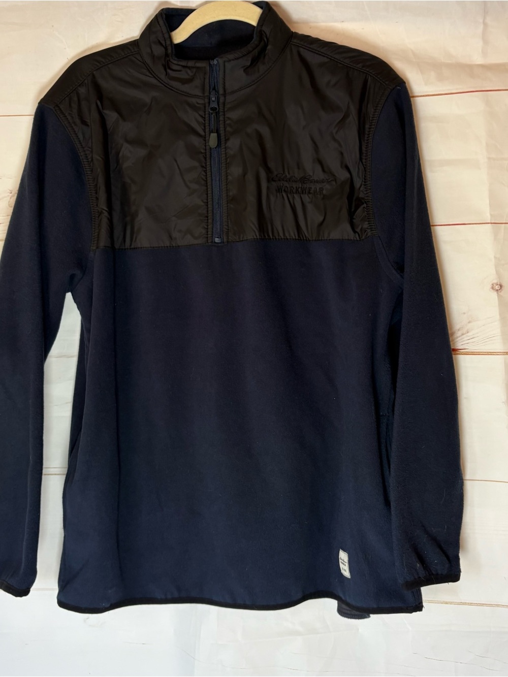 Eddie Bauer Workwear Navy Fleece Pullover 3/4 zipper